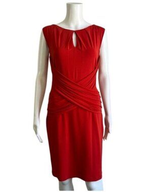 D. Exterior Ruched Wrap Knee Length Dress - 6